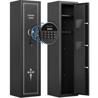 KAER Fully Assembled 2–4 Rifle Gun Safe with Electronic Lock, Pistol Pockets, Adjustable Shelf & Mounting Kit