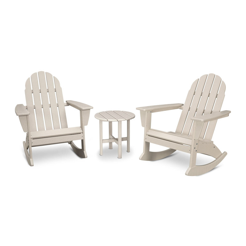 Ensemble de chaises berçantes 3 pièces Adirondack POLYWOOD Vineyard, Sable