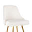 Tabouret de comptoir à hauteur fixe en métal doré et similicuir blanc avec garniture cloutée dorée et repose-pieds carré en métal doré - ensemble de 2