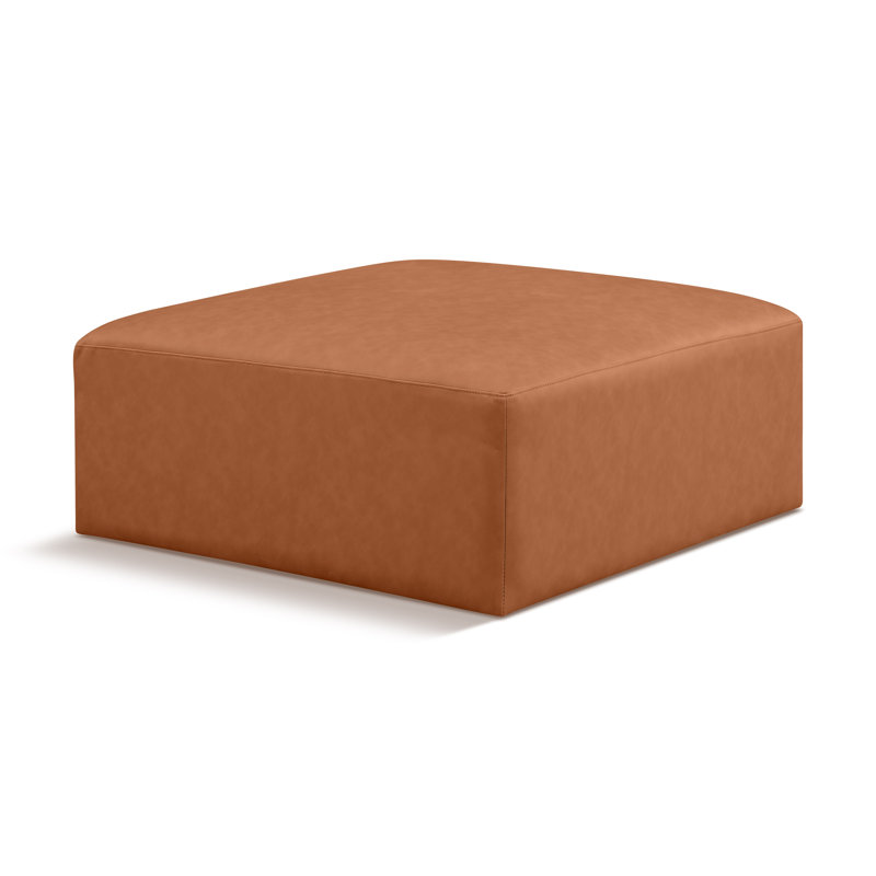 Iyonnie Upholstered Ottoman, Cognac Vegan Leather