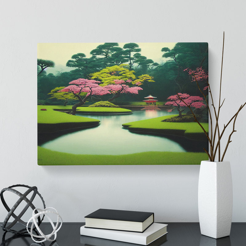 Japanese Garden Pond Vol.7 - Wrapped Canvas, 35cm H x 50cm W x 3cm D