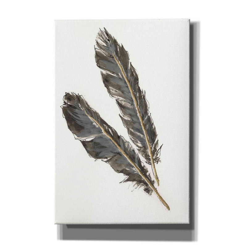 «Paul Gold Feathers III» sur toile par Chris Paschke, H 18 po x l 12 po x P 0,75 po