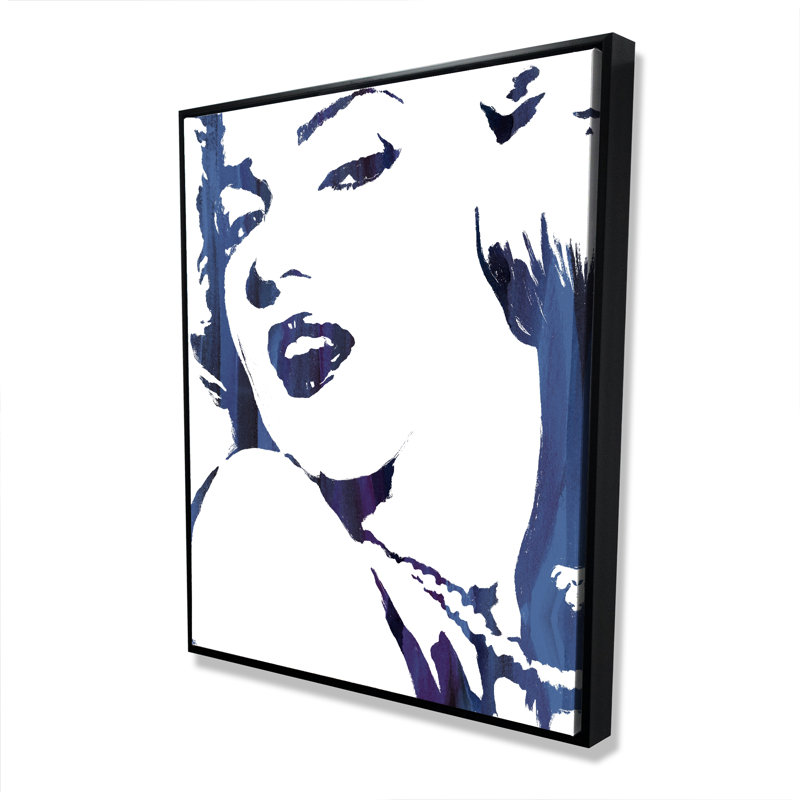 Marilyn Monroe in Blue - Art figuratif sur toile encadrée