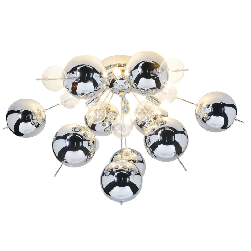 Ignacio Glass and Steel Semi Flush Mount, Clear