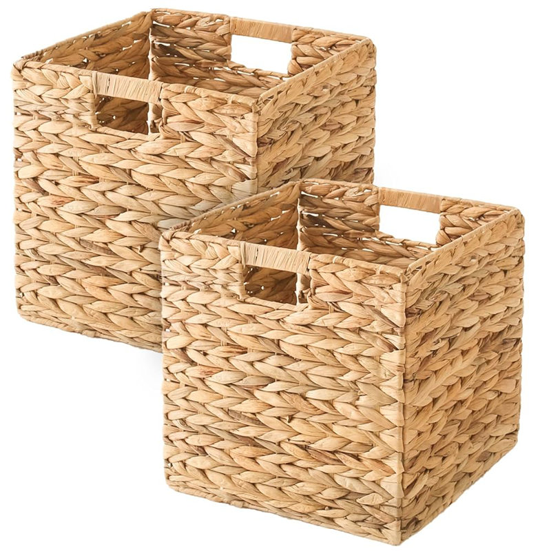Paniers de rangement en jacinthe d'eau 12 "x 12" x 12 ", Ensemble de 2