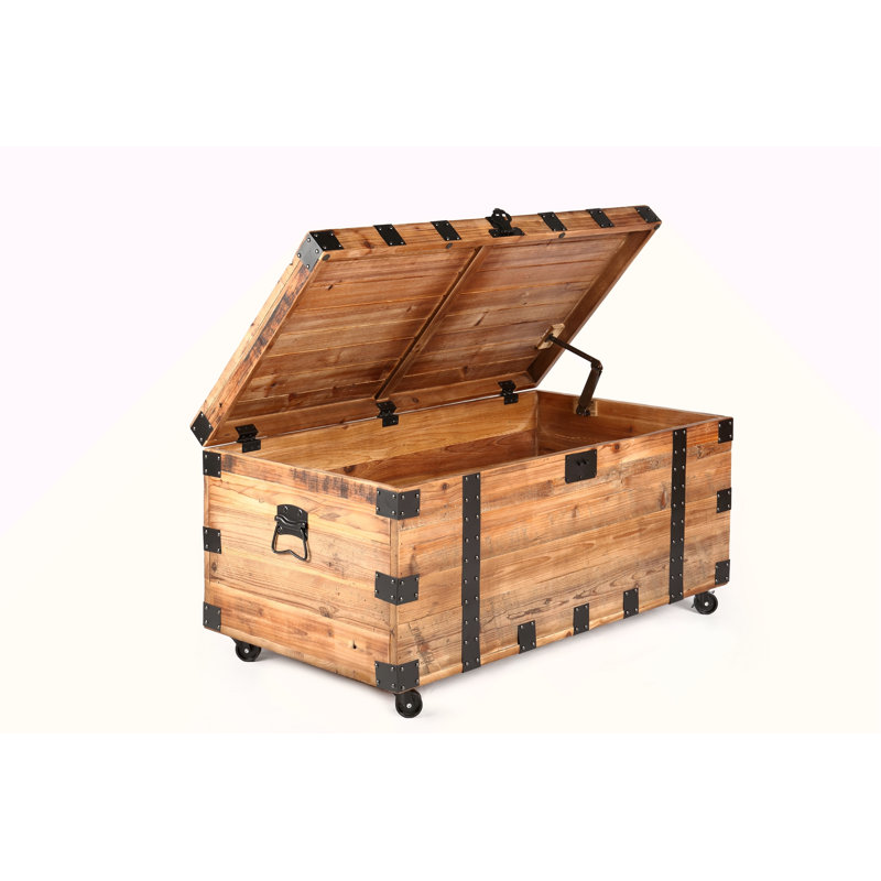 Table basse à coffre avec rangement à quatre roues et grande capacité