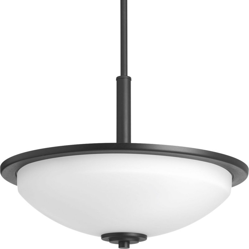Sarsfield 3-Light Black Pendant with Etched White Glass, Black