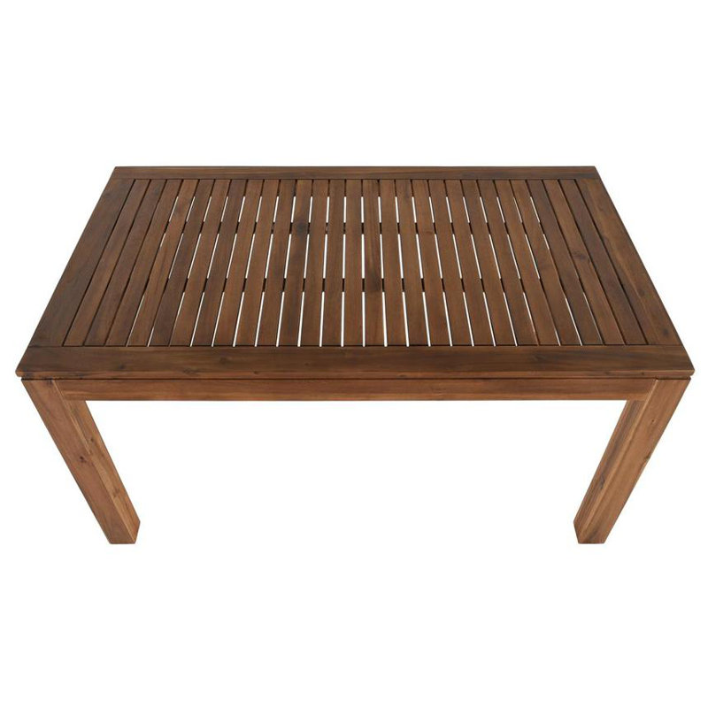 Laguna Rectangular Acacia Outdoor Dining Table With Umbrella Hole , 59'' in. W 35.5'' in. D