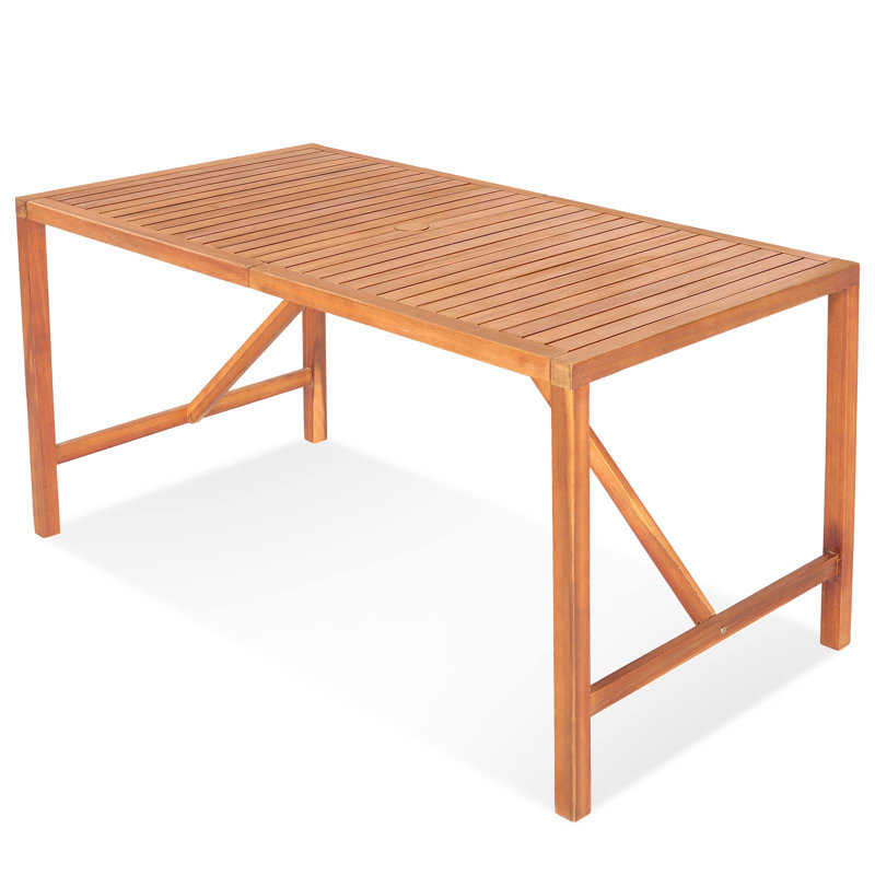 Oelwein Rectangular Outdoor Dining Table With Umbrella Hole , 140cm cm W 75cm cm D
