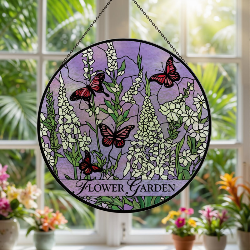 Vitrail de jardin en vitrail 12 "H Flower