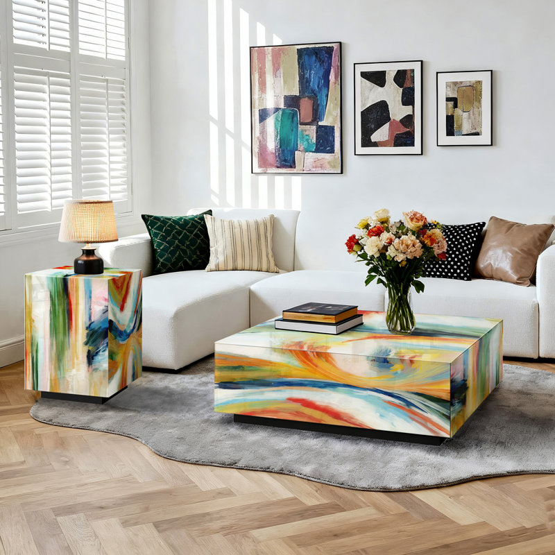 Ossi Square Modern Living Room Glass Coffee Table