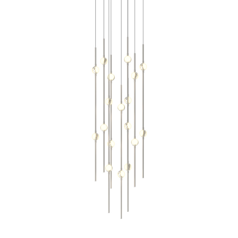 Constellation - Aries 12" Round LED Pendant - Espresso Black Fixture - Clear Faceted Acrylic Shade - 2700K - 240" Cable