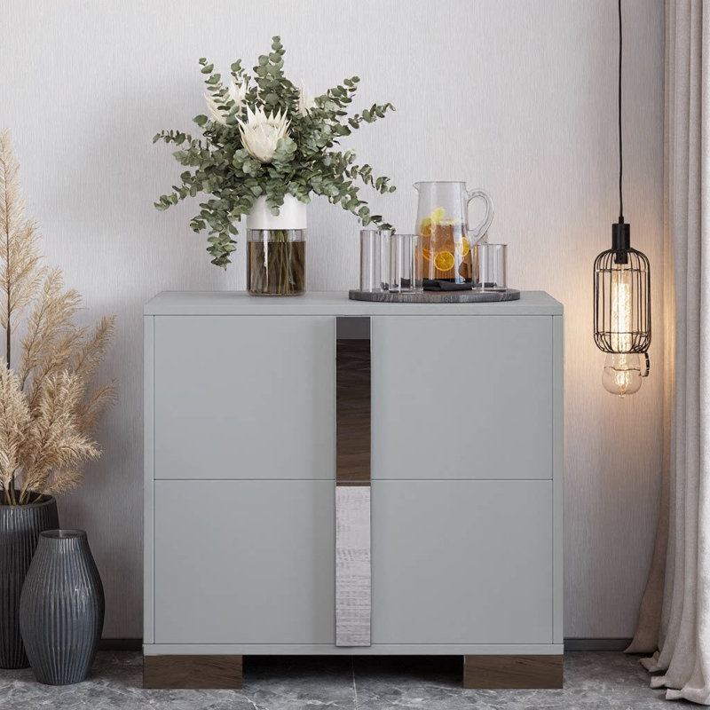 Table de chevet 2 tiroirs Modern, Gris