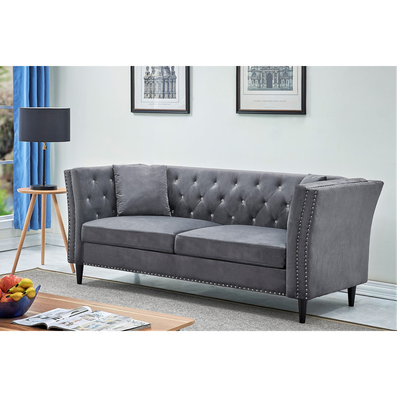 Cicero 80.3'' Velvet Sofa, Grey Velvet