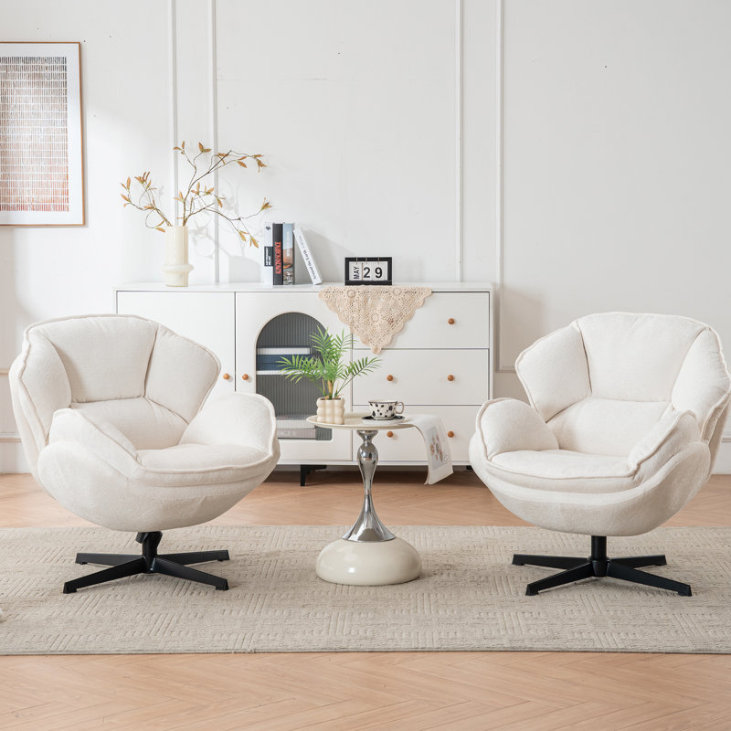 Fauteuil d'appoint pivotant rembourré et capitonné, Beige