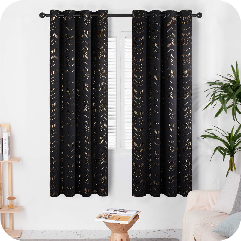 Abrahamsen Blackout Curtain Pair, Black, 46cm Width x 138cm Drop
