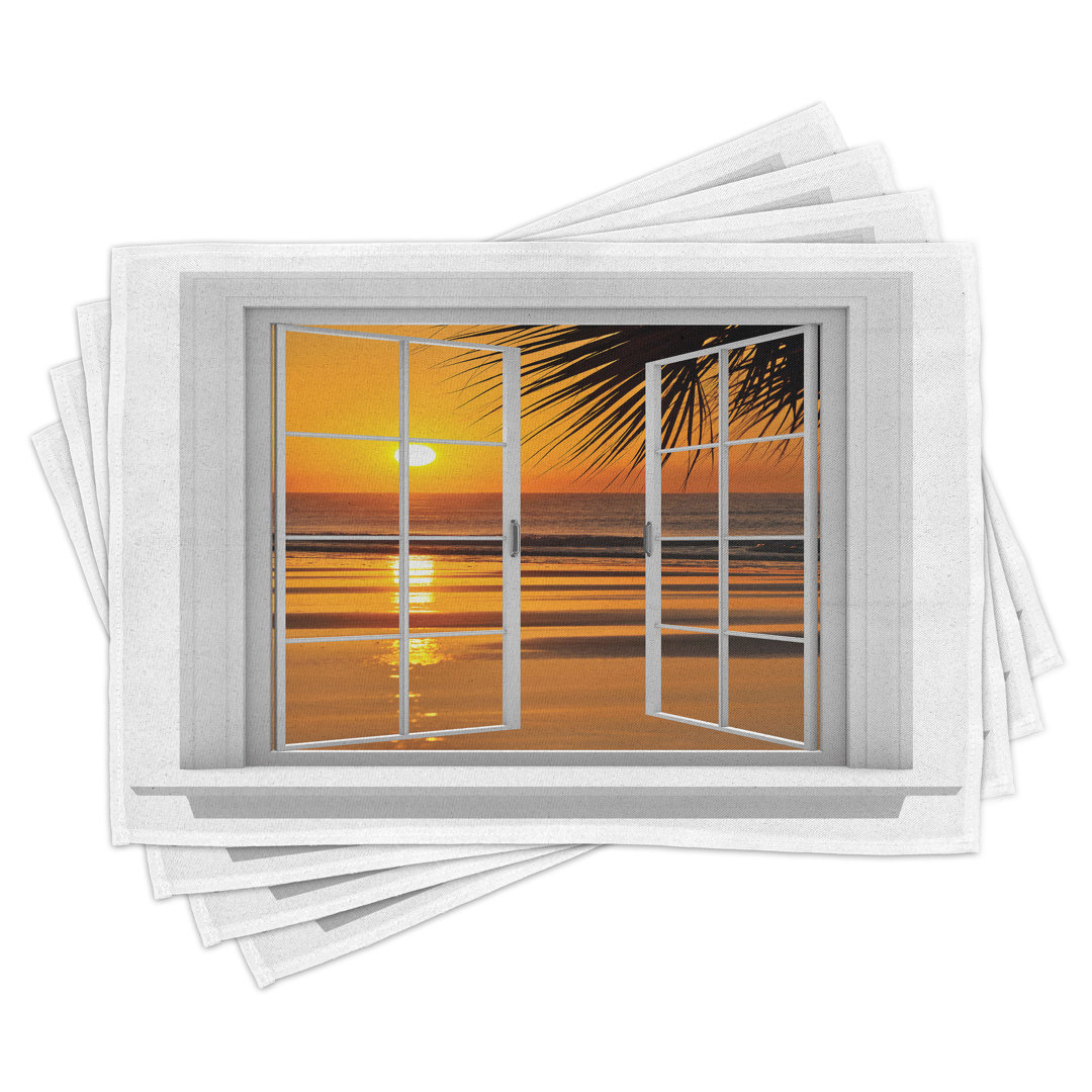 Platzdeckchen 4er Set, Ocean Sunset View Sky, Apricot