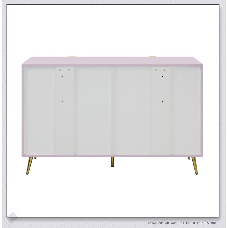 Commode rose Gaines avec six tiroirs spacieux et panneau de fibres à densité moyenne durable, parfaite pour les chambres à coucher modernes