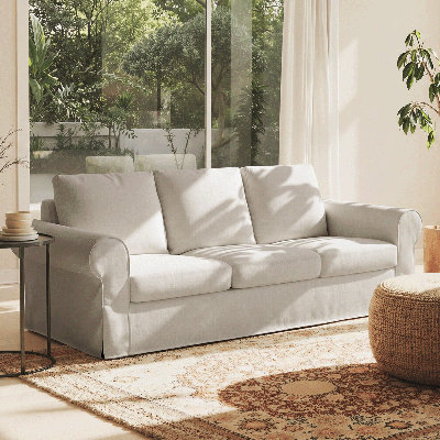89" Comfortable 3-Seater Sofa For Living Room, Soft Slipcovered Couch With Washable Cover, Supportive Cushions & Sturdy Frame