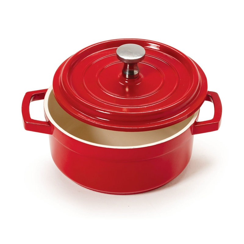 G.E.T. Non-Stick Cast Aluminum Round Dutch Oven, Red/White, 0.25 Qt.