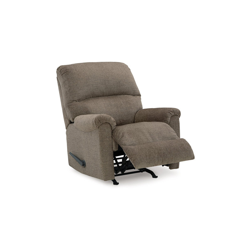 Fauteuil inclinable manuel berçant Ead, mousse moelleuse, polyester brun muscade, Brun muscade