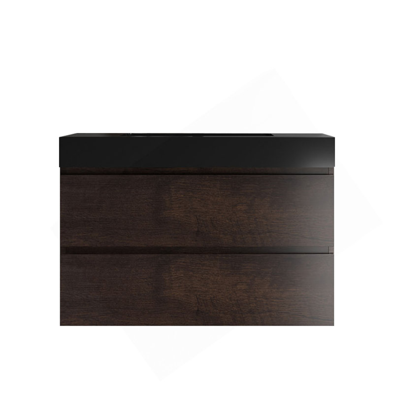 BB02-36-109, lavabo à quartz intégré SANS drain et robinet, couleur noir mat