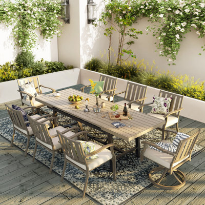 Patio 8 Person Automatic Extendable Dining Set With SunbrellaCushions