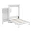 Grand lit escamotable mural avec plusieurs tablettes de rangement convertibles, cadre de lit plateforme pliable en bois avec décoration à persiennes