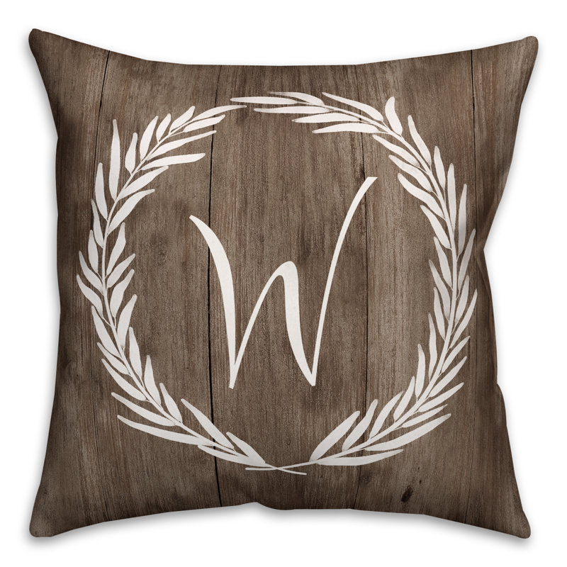  Wreath Initial Throw Pillow, W
