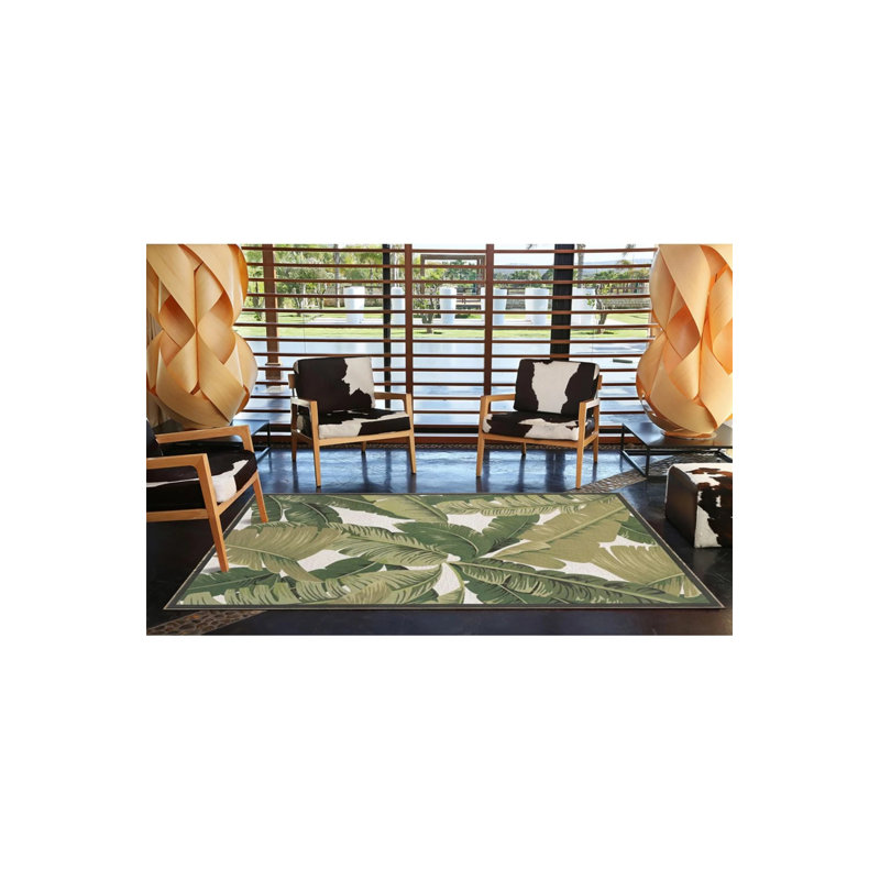 Tapis lavable intérieur / extérieur vert Ria, Rectangle de 5 pi x 8 pi