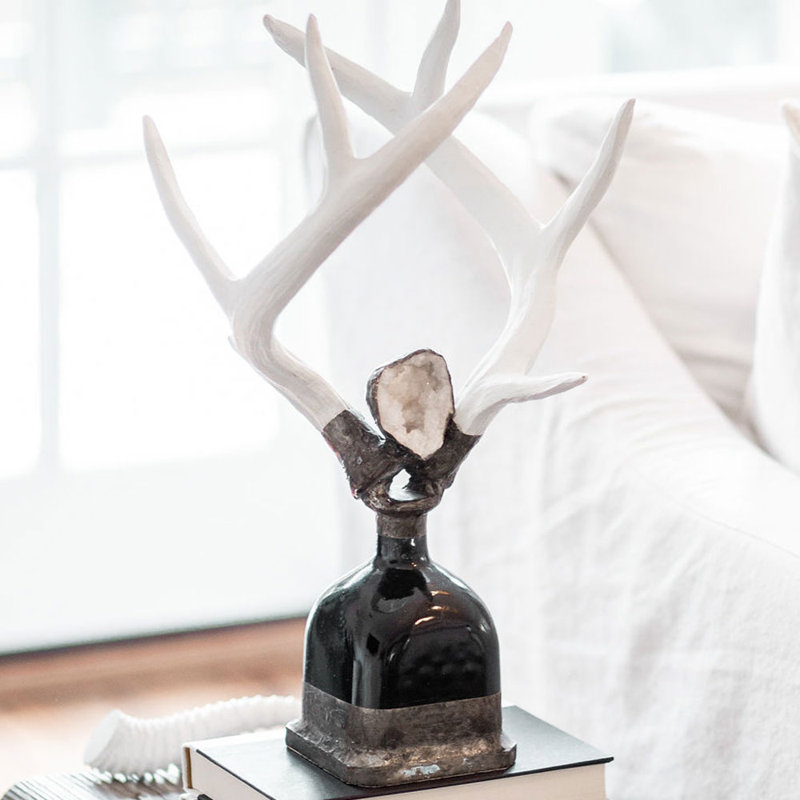 Antler Handcrafted Glass Decorative Bottles, Black/White