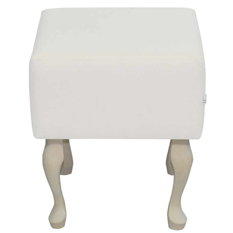 Solid + Manufactured Wood Accent Stool, Cream