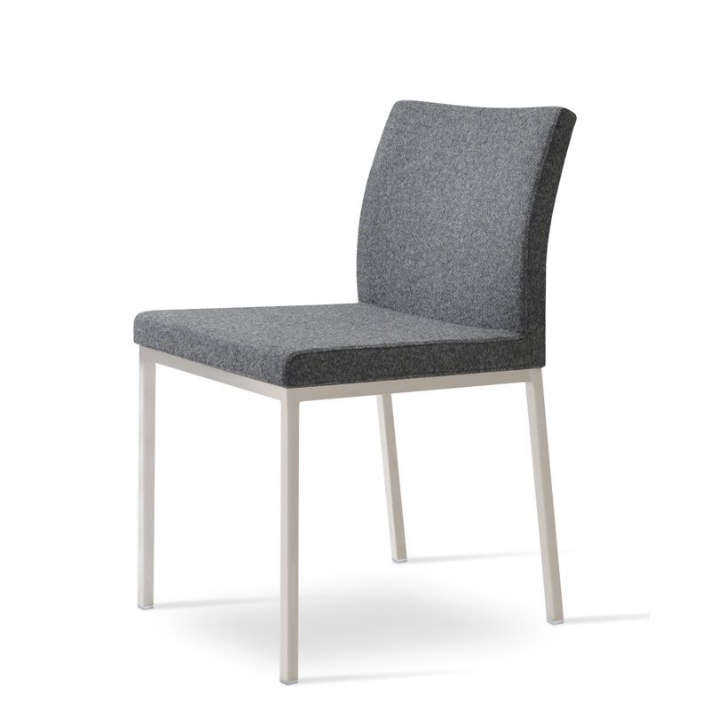 Chaise d'appoint en métal Aria, Laine gris foncé, Acier inoxydable