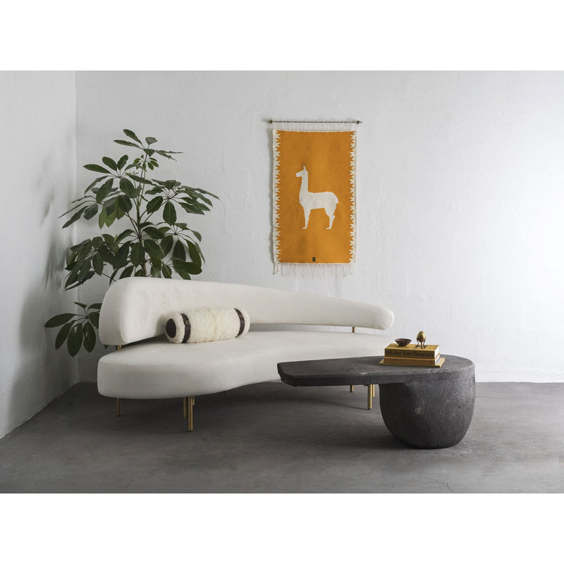 Llamas Sheep Wool Handwoven Tapestries, Aged Bronze Wall Mount, Terracota, Set Of 2, Yellow