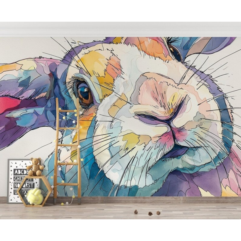 Murale aquarelle colorée, L 105,96 po x l 138 po