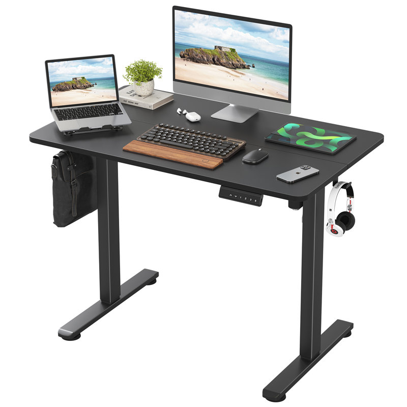 Radke Height Adjustable Rectangle Standing Desk, 39.37" W x 23.62" D, Black