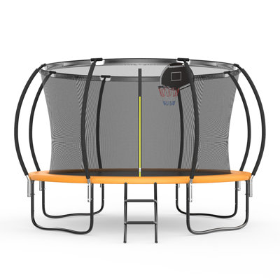 SENCHO GINSYTALIOR 12FT Outdoor Trampoline for Kids and Adults,800LBS Weight Capacity, with Basketball Hoop, Safety Enclosure, ASTM Approved