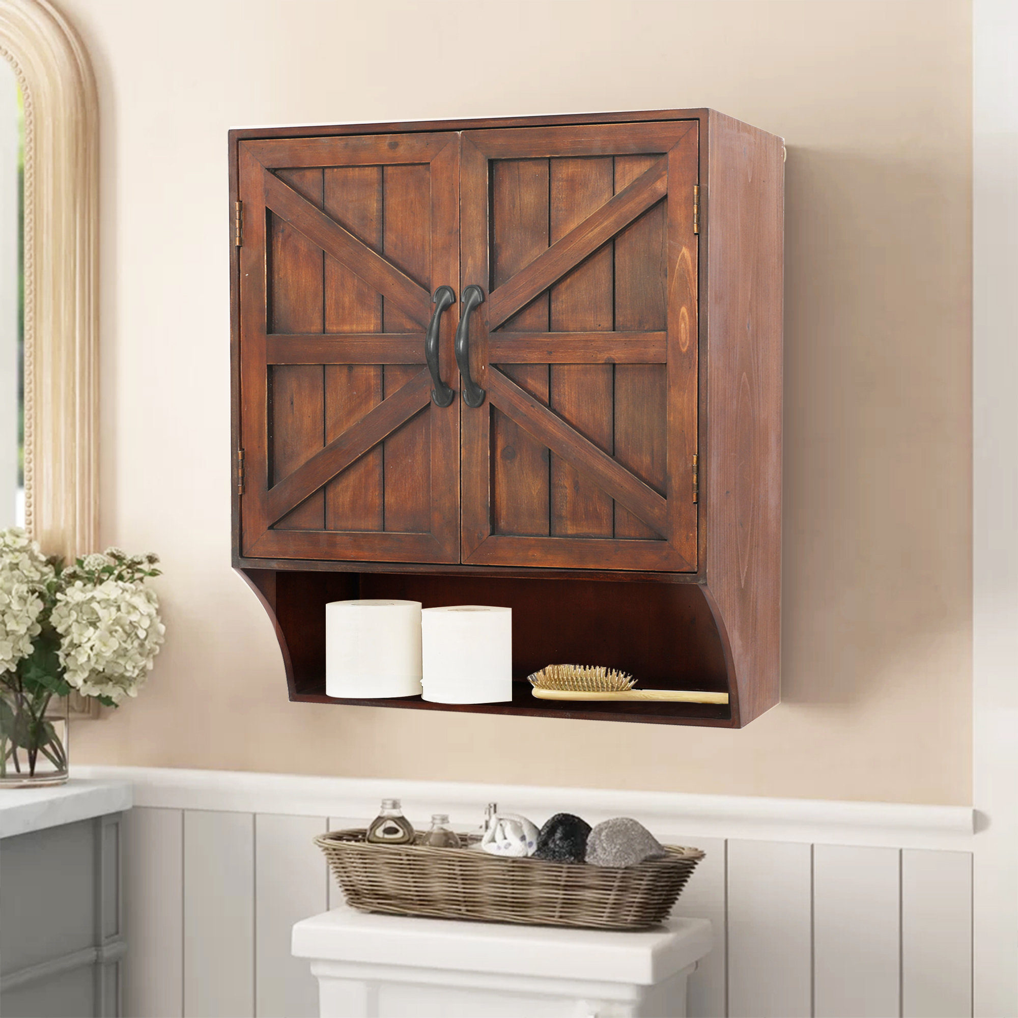 Gracie Oaks Bacall Solid Wood Wall Bathroom Cabinet | Wayfair