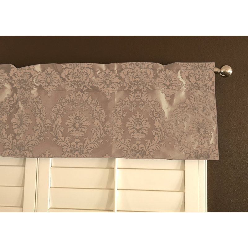 Cantonnière damassé sur mesure l 56 po, L 56 po x L 14 po, Beige / Beige