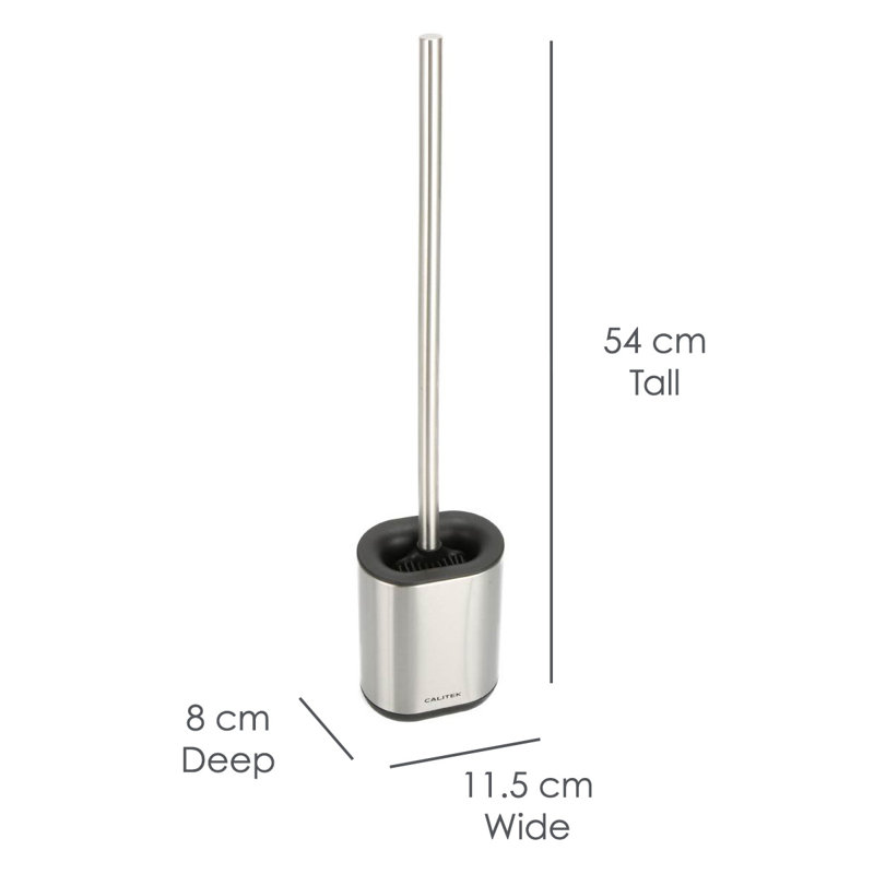 Calitek Flexi Head Toilet Brush With Holder – Black, Silver