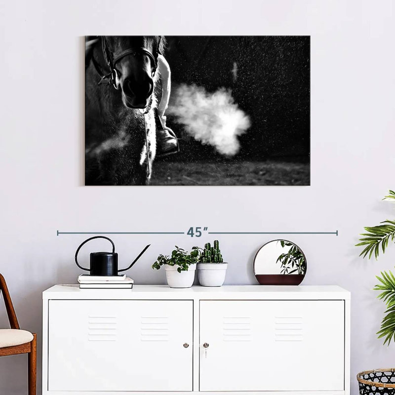 Mehar Horseback Riding BW, 24" H x 36" W