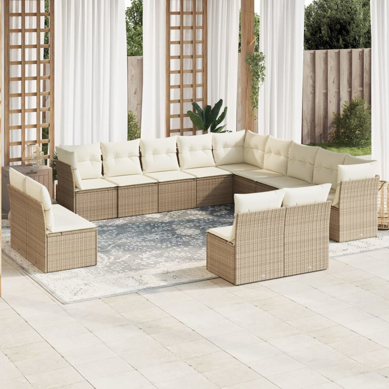  Ensemble de canapé de jardin beige, blanc crème