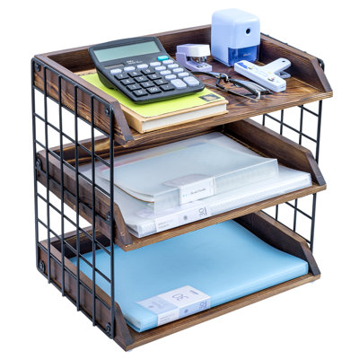 Metal Solid Wood Paper Organiser