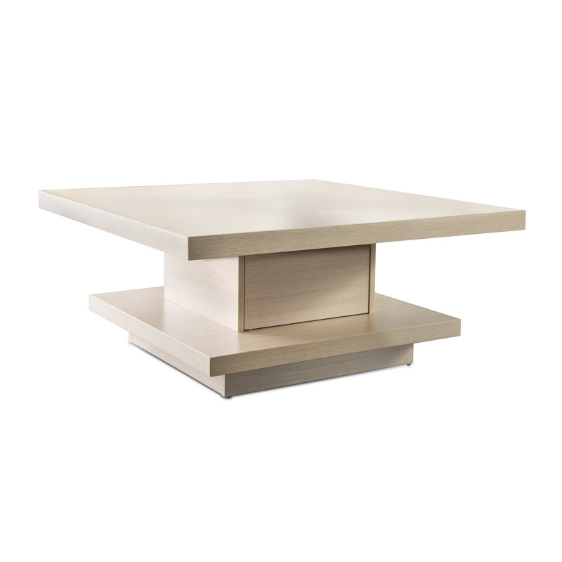 Pedestal Coffee Table with Storage, Ivory
