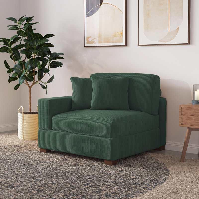 Upholstered Armchair, Hunter Green Corduroy