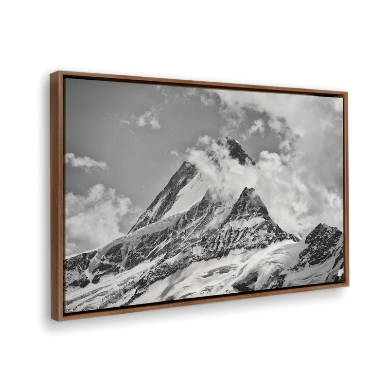 «Le Schreckhorn dans les Alpes bernoises» par Martin Podt, reproduction d'art, L 48 x H 32, Brown, Framed Canvas