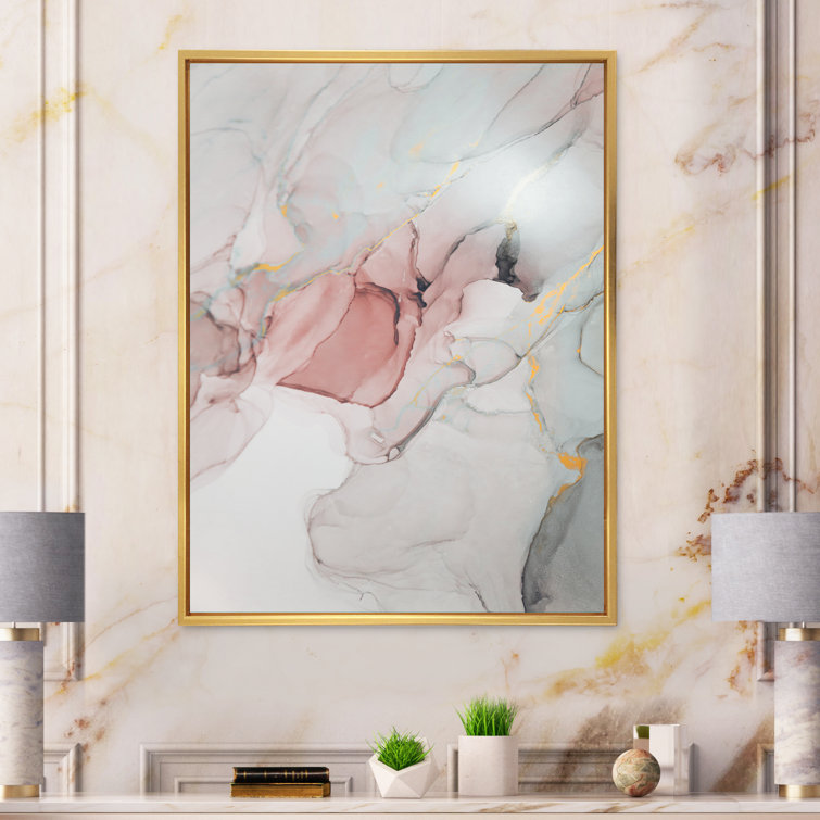 Wrought Studio Grey And Pink Marble Art Ripples - Modern Canvas Artwork |  Wayfair