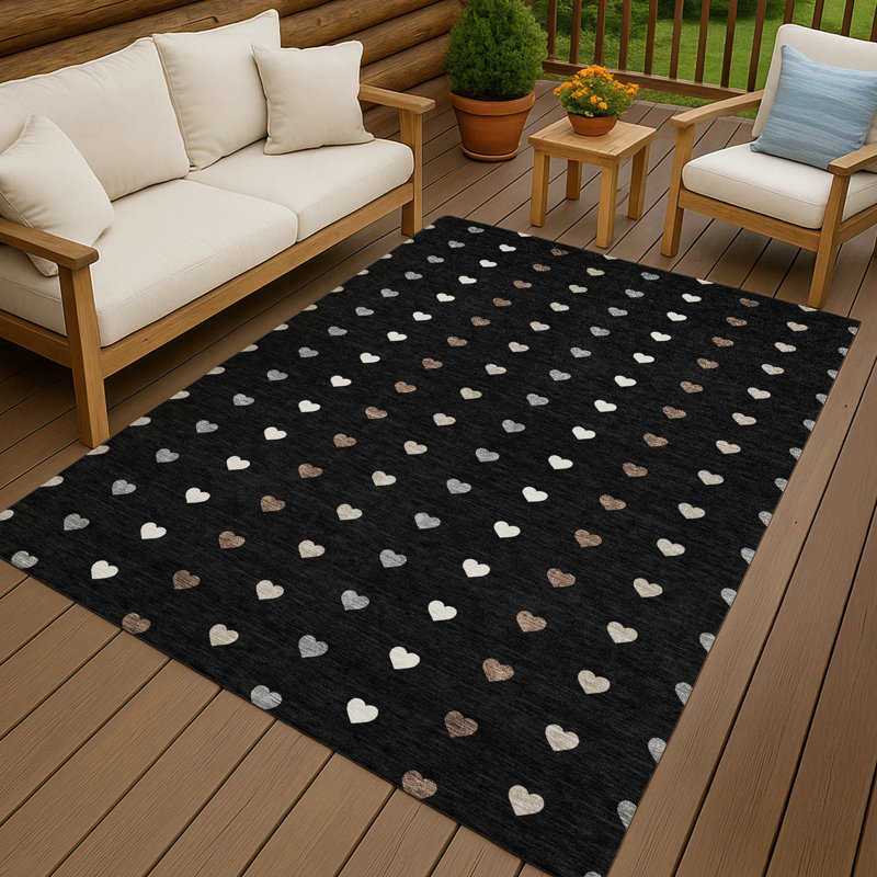 Machine Washable Indoor/Outdoor Chantille ACN2510 Kids Rug, Rectangle 5' x 7'6", Black