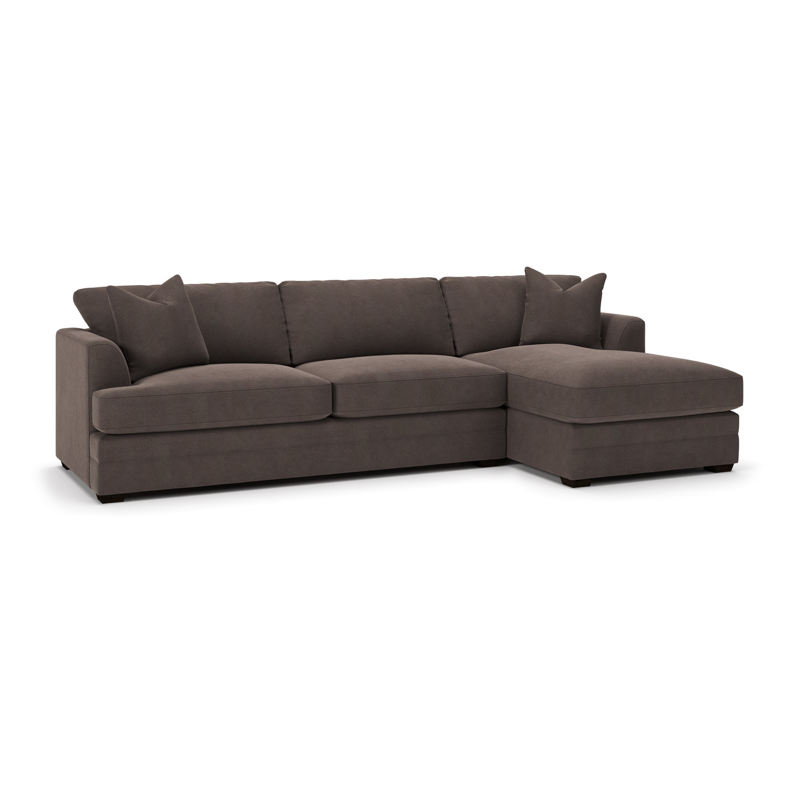 Edan Chaise Sectional, Right Hand Facing, Bella Ash Performance Velvet