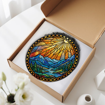 Panneau de vitrail 12 "H Sunset Mountains